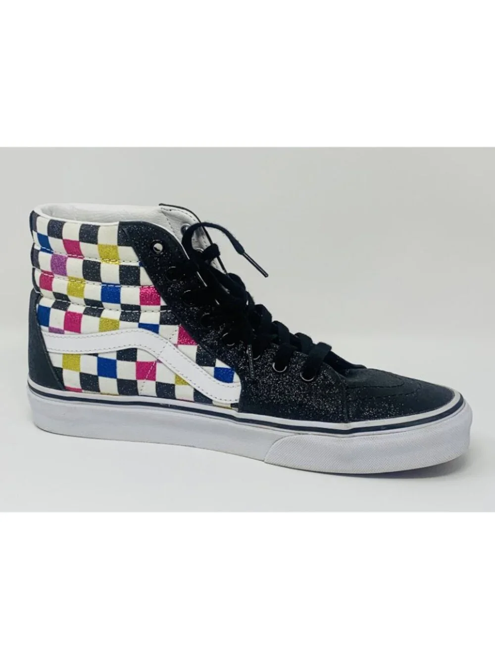 Vans Hi-Tops Checkered Glitter 8.5 Men’s 10 Women’s Skateboard Sneakers Shoes